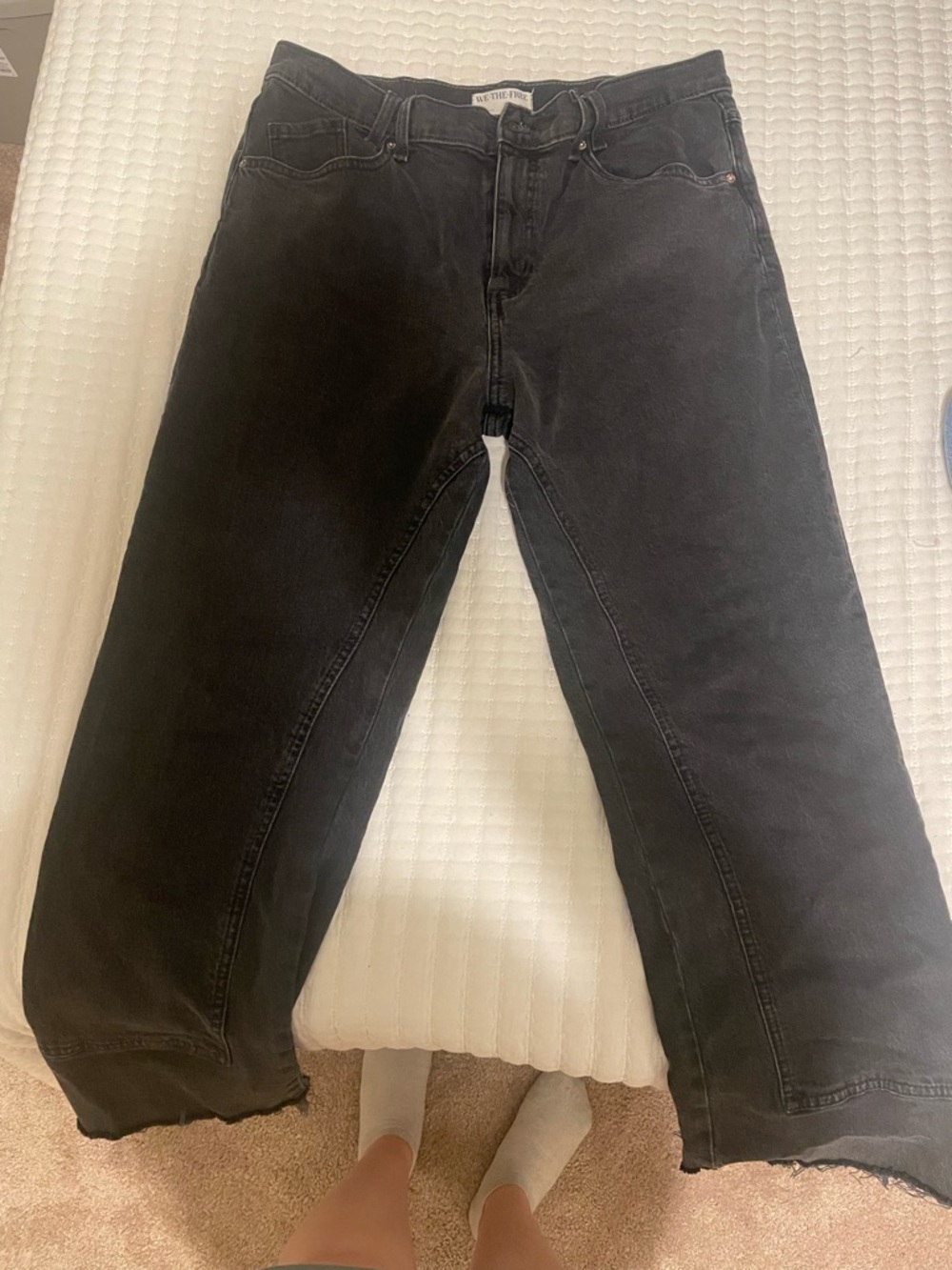 We The Free Black Cropped Wide-Leg Jeans